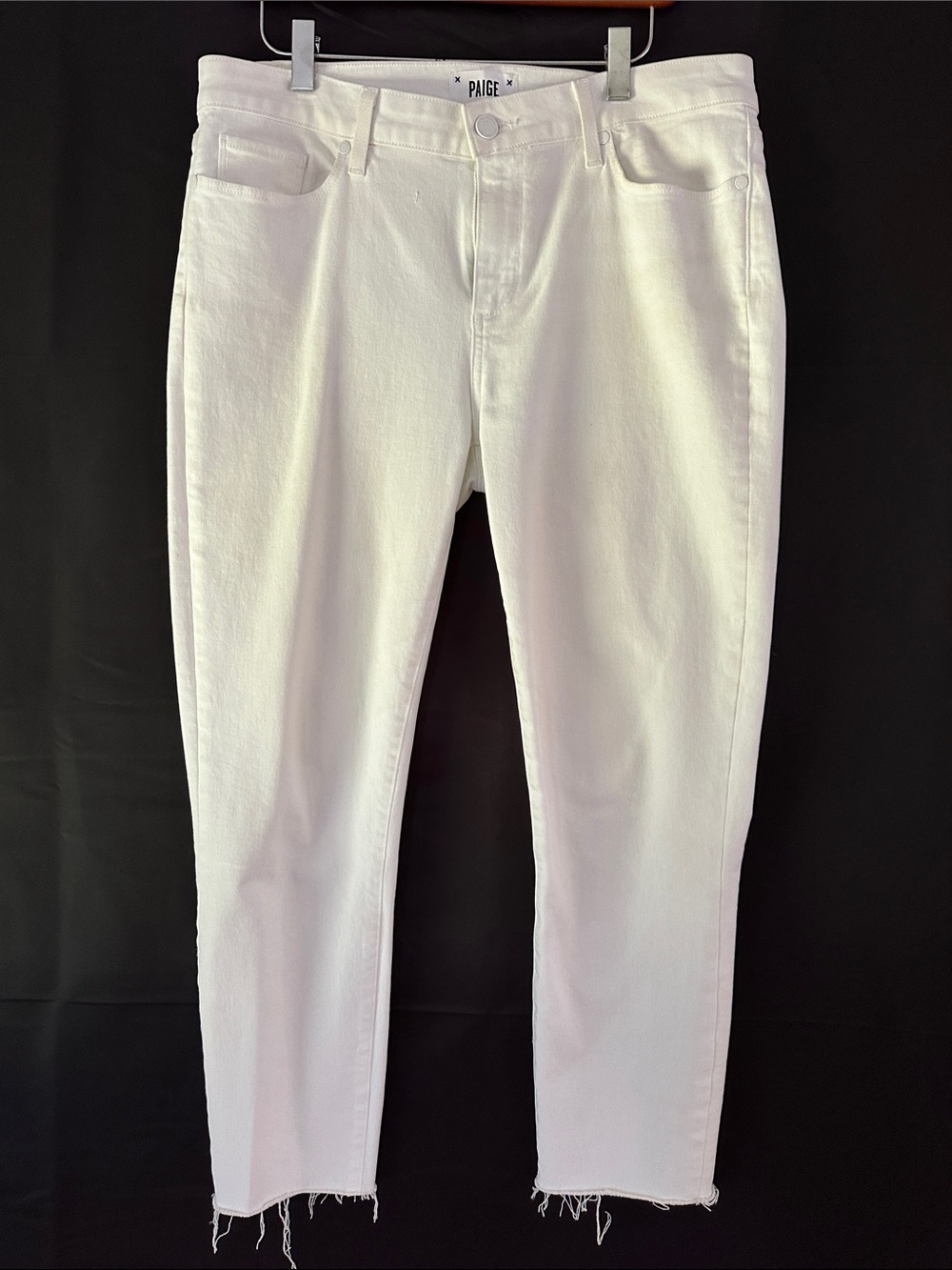 PAIGE White High-Rise Slim Jeans with Raw Hem